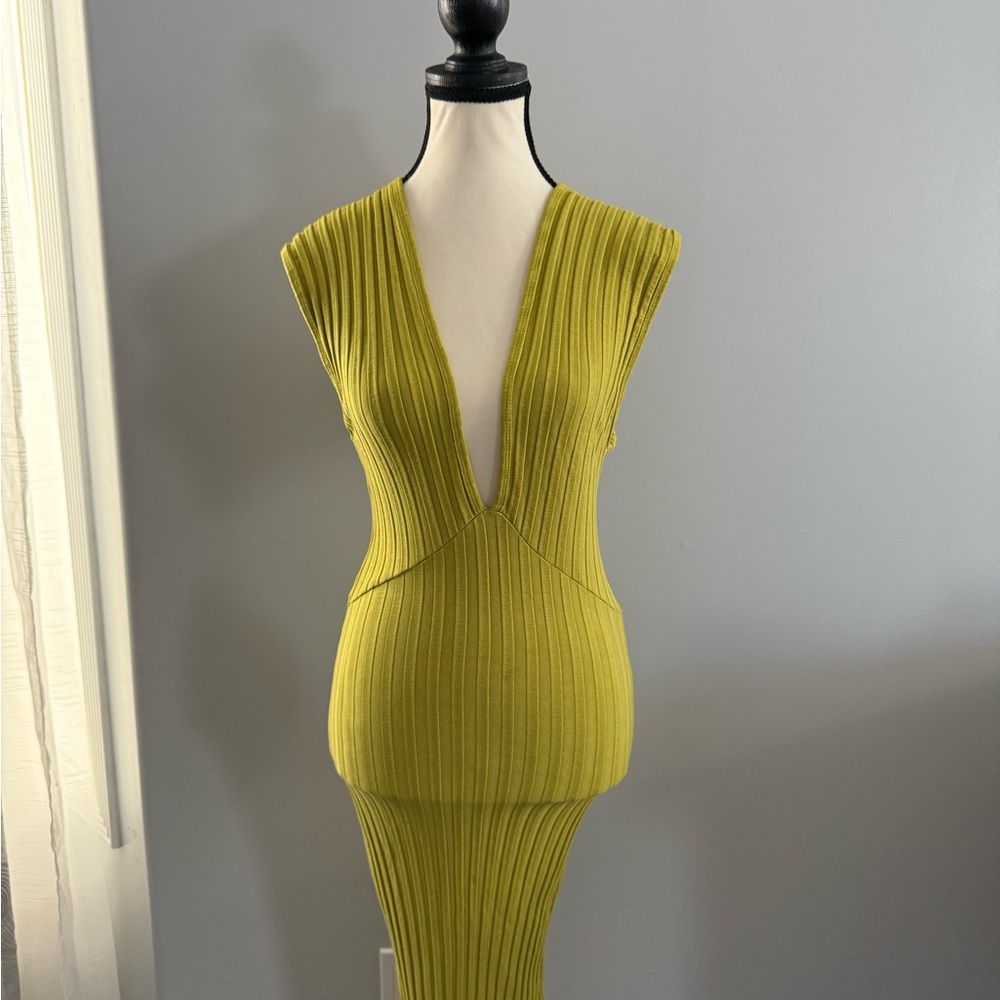 (S) Simon Miller Ribbed Jago Dress in Kiwi